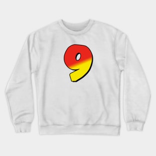 Number 9 red / yellow Crewneck Sweatshirt